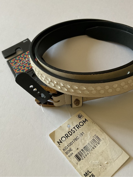 KURT GEIGER LONDON WOMENS BELT CLEAR STUDDED ON BONE FAUX LEATHER M/L NWT main image 5